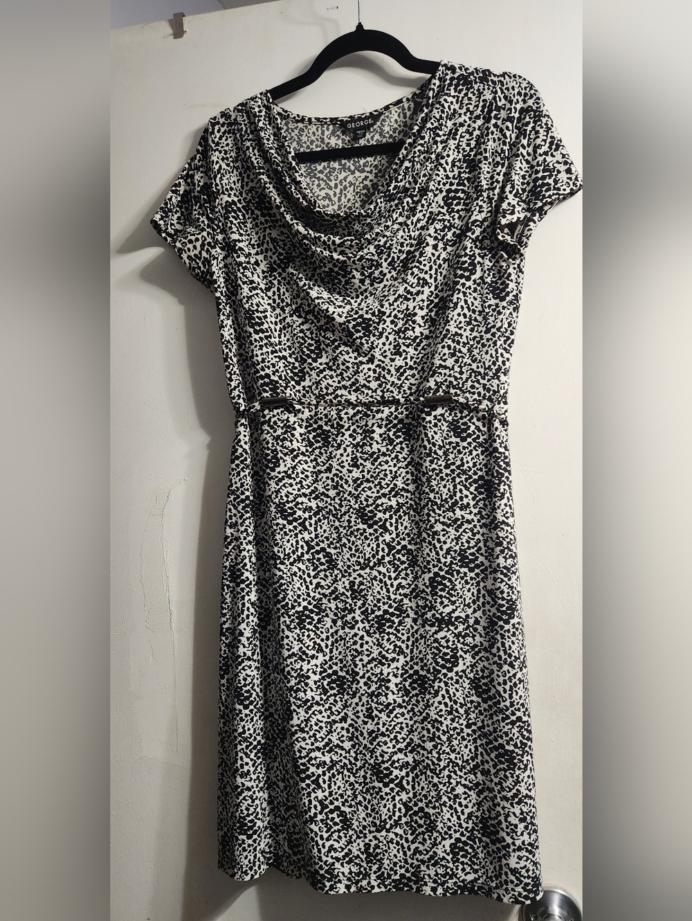 George- Black & White Leopard Print Midi Dress